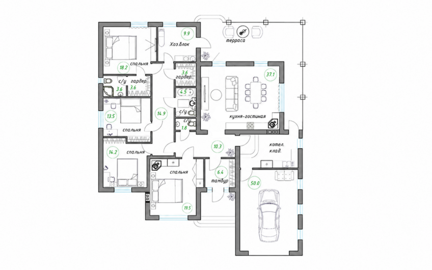 Дом 217 м² на участке 8 сот., п.Совхозный, ЦУ Сад-Гигант